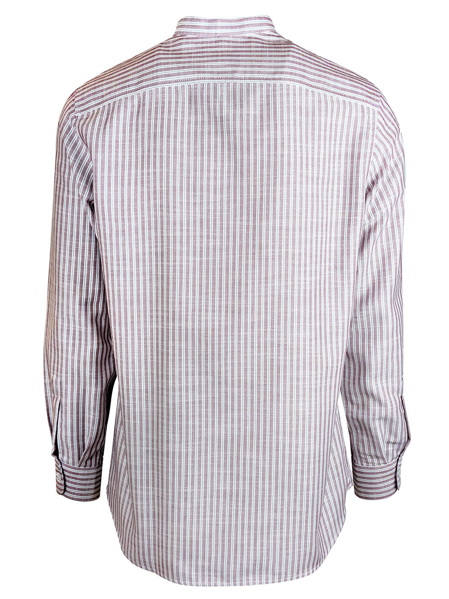 Arzberger Herrenhemd, rot-grau, gestreift, Stehkragen, Pfoad #3