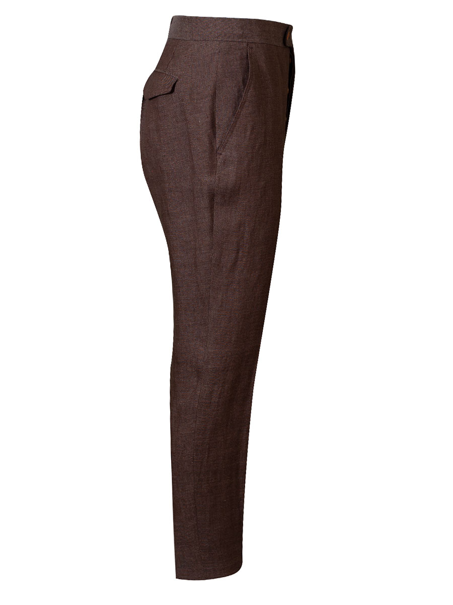 Viererspitz Markus Leinenhose, braun, hinten Riegel #3