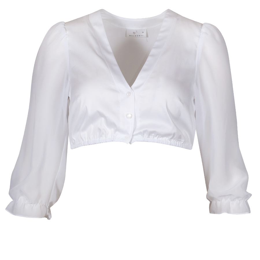 Waldorff Dirndlbluse Irmi, weiß, 3/4-Arm, luftiger Puffarm #1