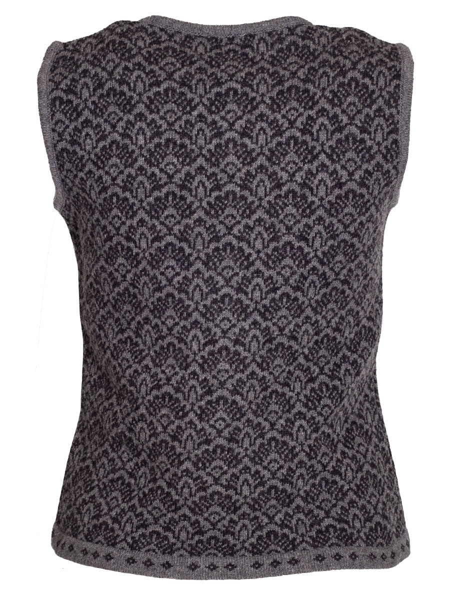 Huber Strickweste Jill, grau-dunkelgrau, Blumenmuster #2