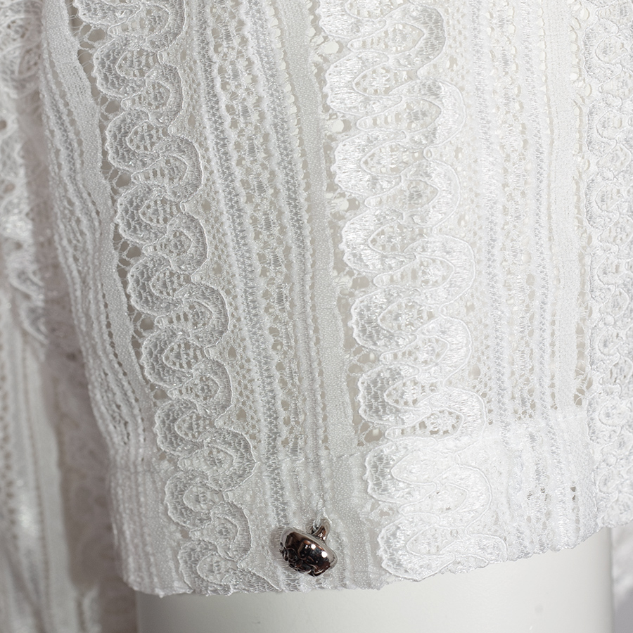 Anno Domini Design Dirndlbluse Agi, ecrue, Spitze, hochgeschlossen #5