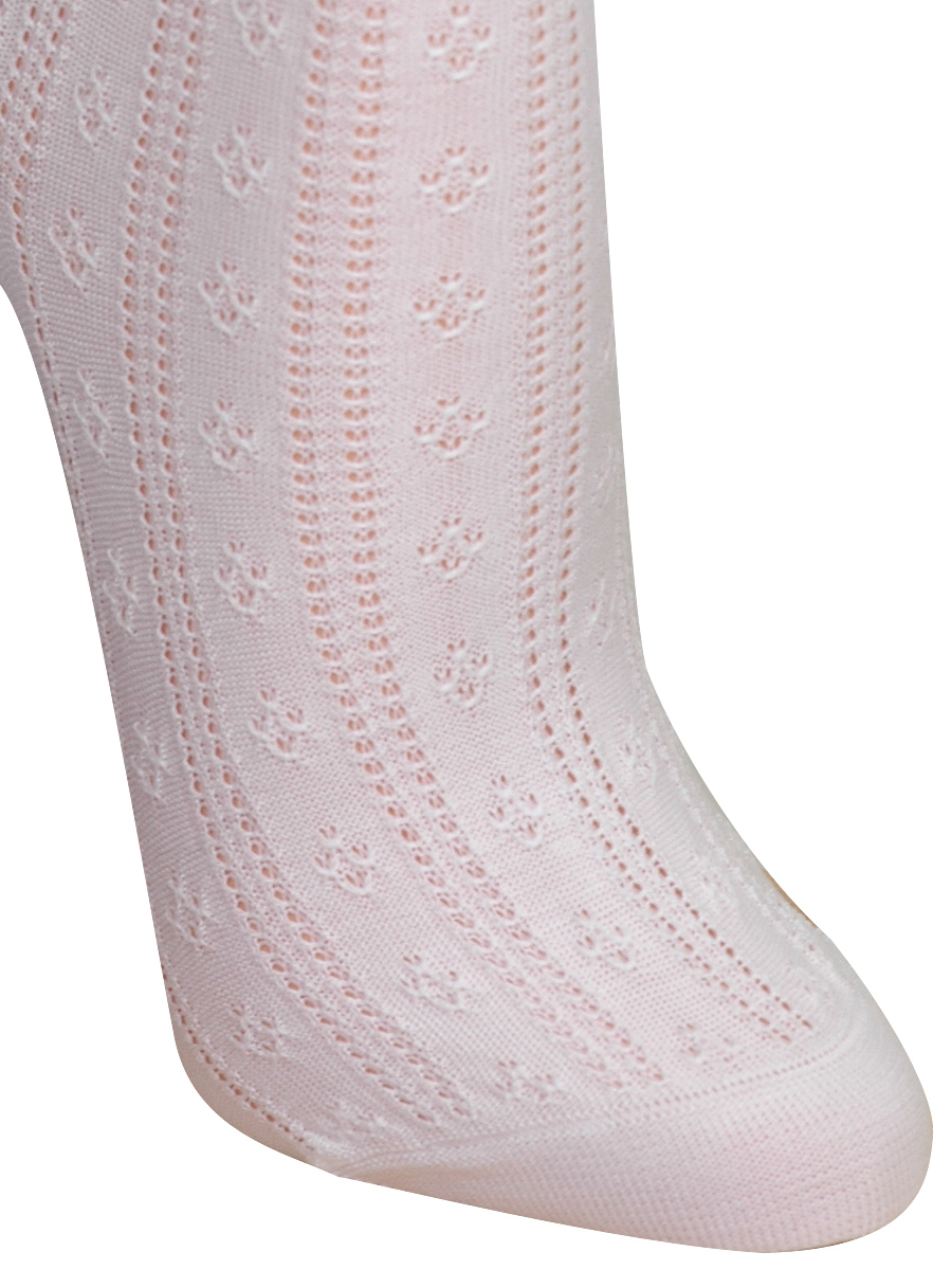 Lusana Damen-Strumpfhose weiß mit Blümchen-/Lochmuster #2