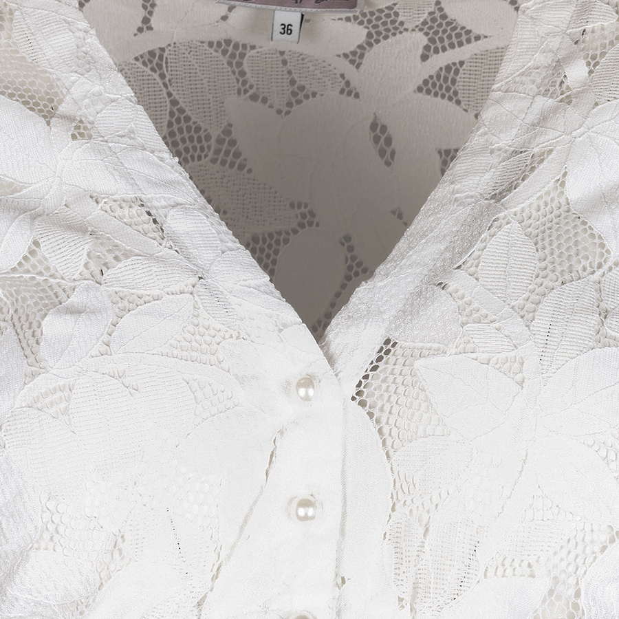 MarJo Spitzen-Dirndlbluse, weite Puffarme, offwhite #4
