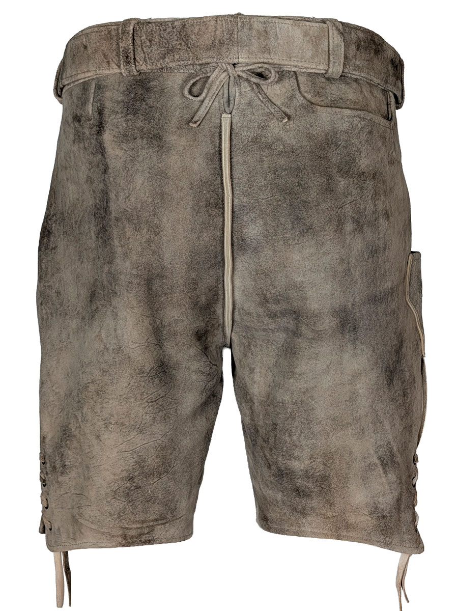 Spieth & Wensky Kurze Lederhose Hirten mit Gürtel, sandholz, grüner Stick #4