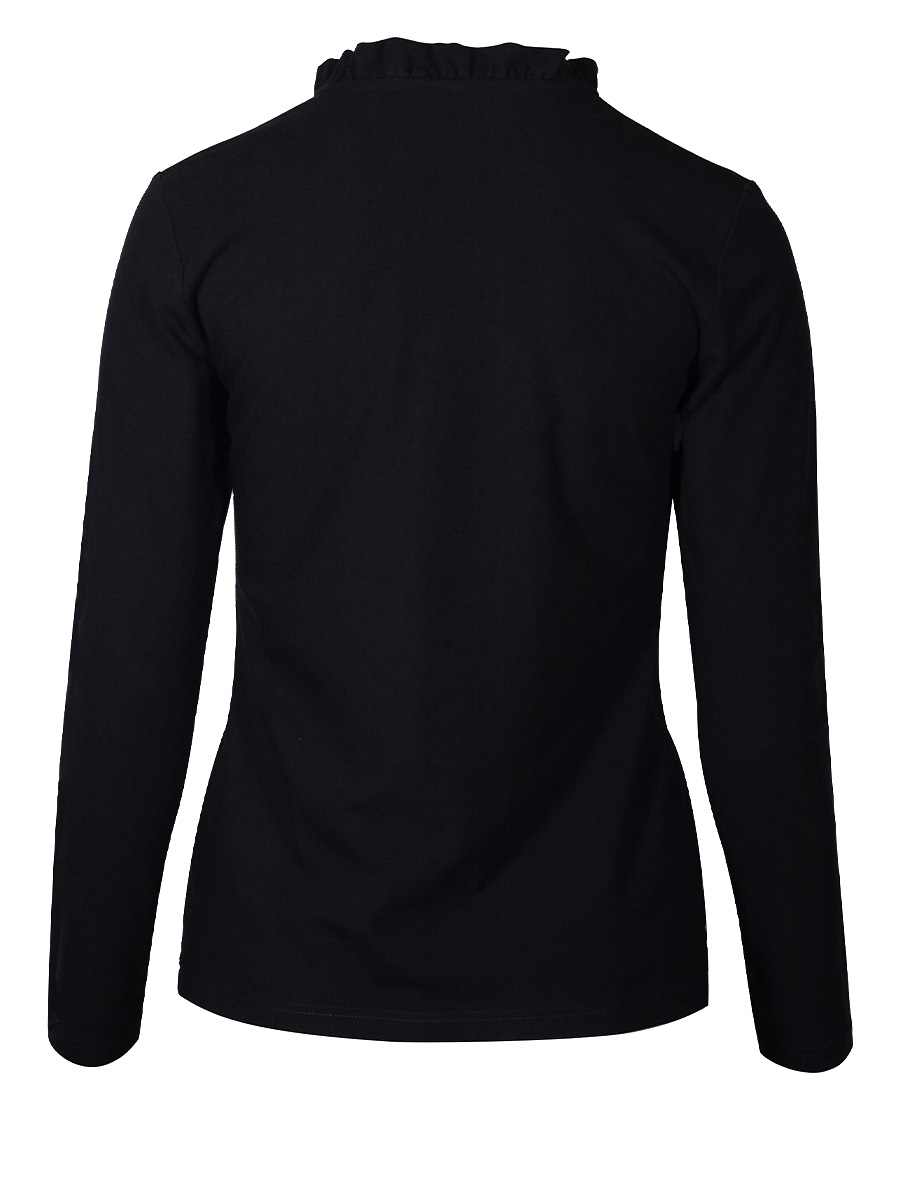 Wallmann Langarmshirt schwarz mit Rüschenkragen, V-Ausschnitt #4