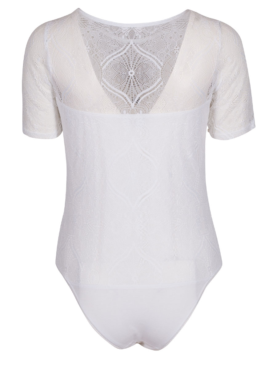 Waldorff Kurzarmbody Spitze, weiß, Stretch, elegant, Rundhals #2