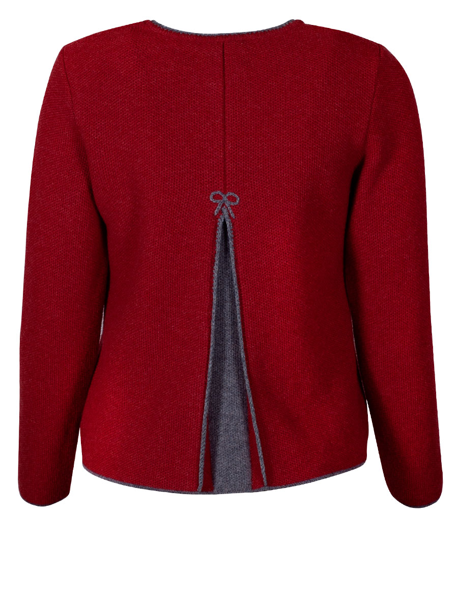 Astrifa Bischofswiesen Strickjacke, kaminrot-grau, Rückenfalte #2