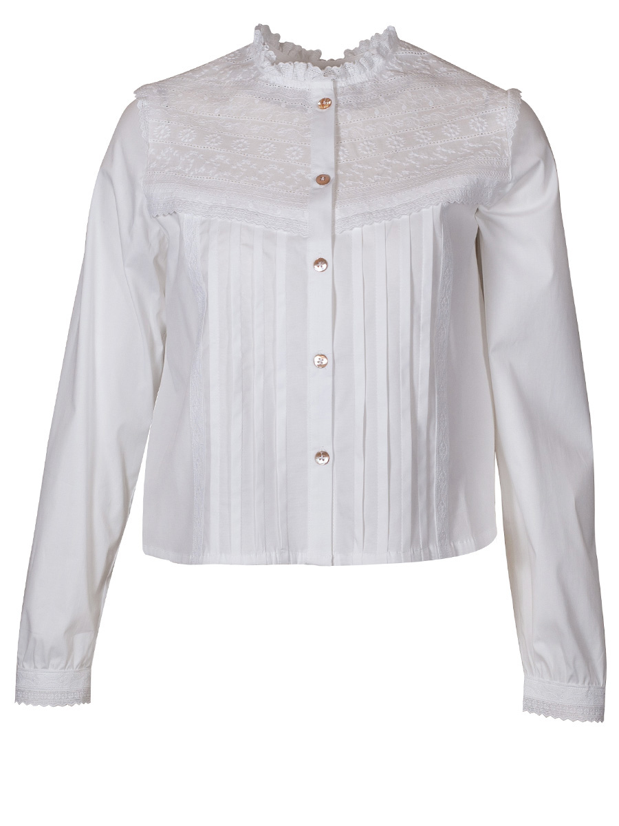 Feli und Hans Langarmbluse Bibi, weiß, Spitze, Biesen #1