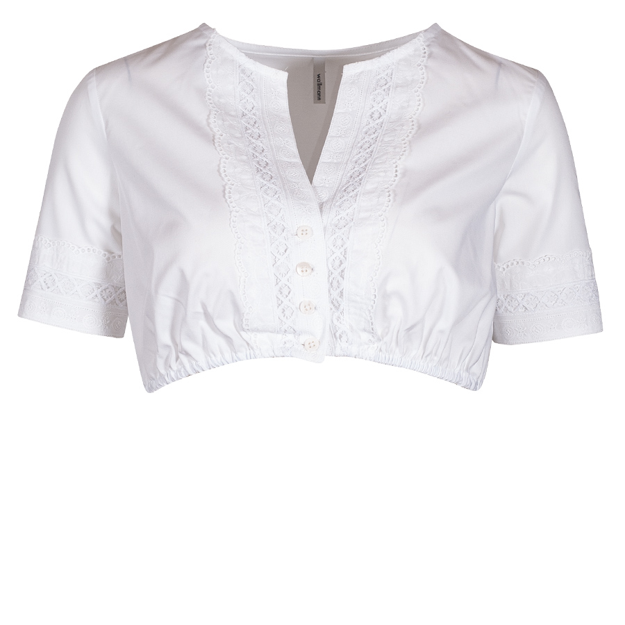 Wallmann Dirndlbluse, weiß, Spitzenaufsatz, Kurzarm #1