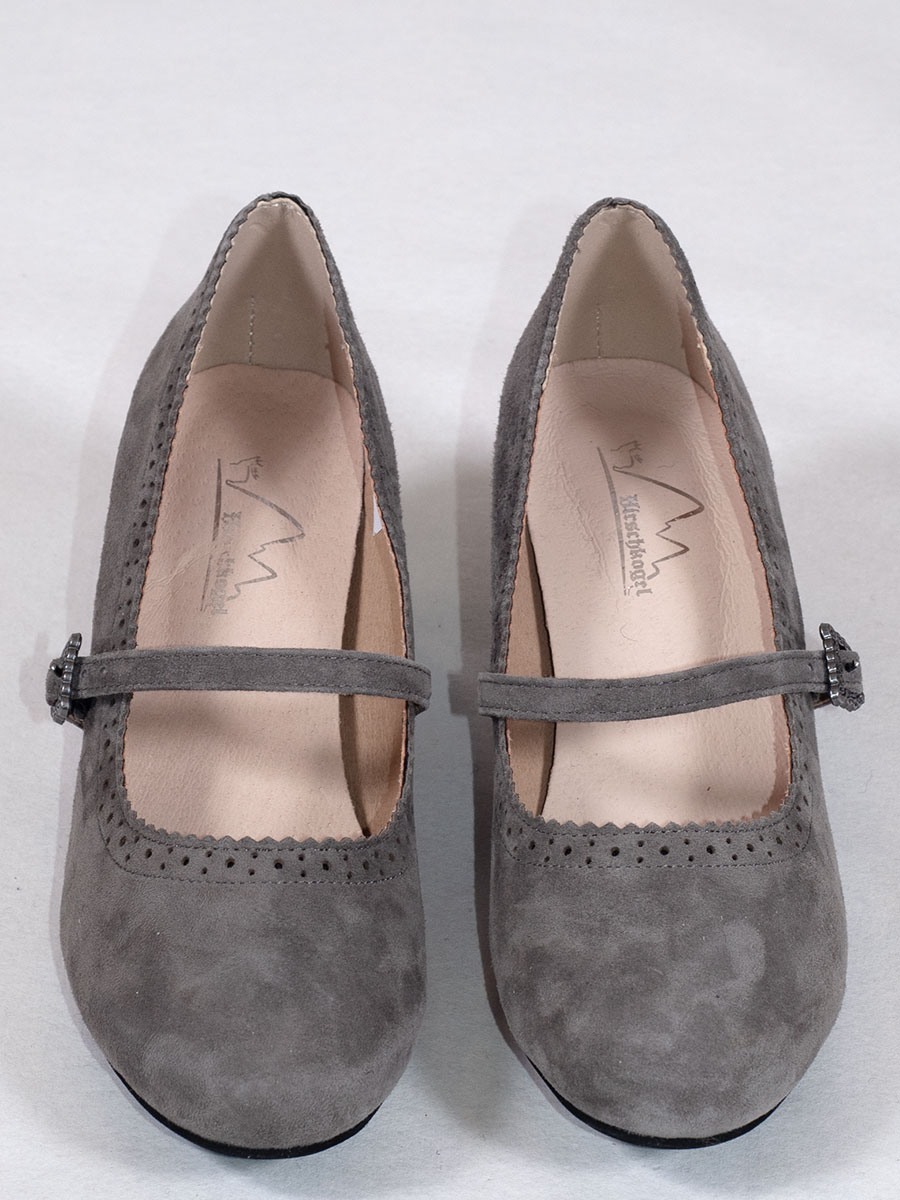 Hirschkogel Schuhe, Trachtenpumps, anthrazit, Wildleder, mit Schnalle #2