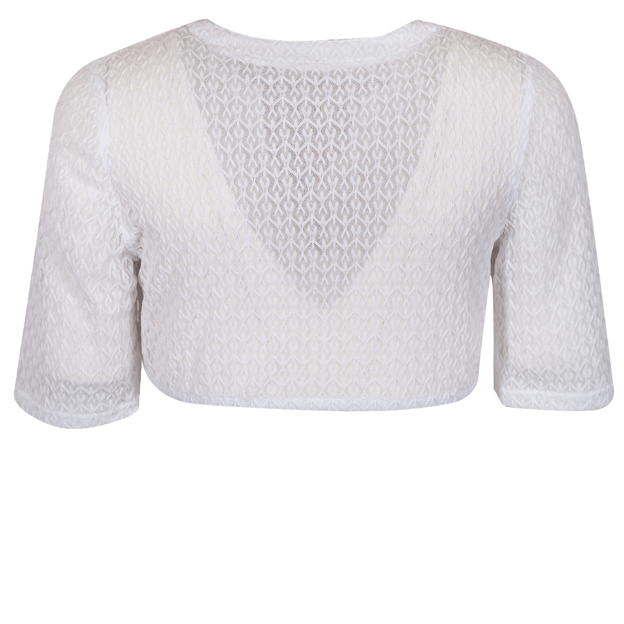 Waldorff Dirndlbluse Allessa weiß, V-Ausschnitt, feine Spitze, kurze Arme #2