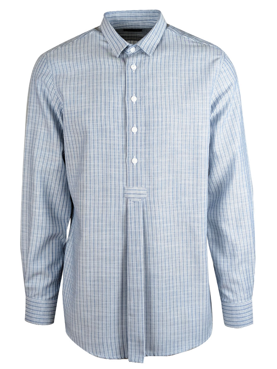 Arzberger Herrenhemd, blau-grau, gestreift, Liegekragen, Pfoad #1