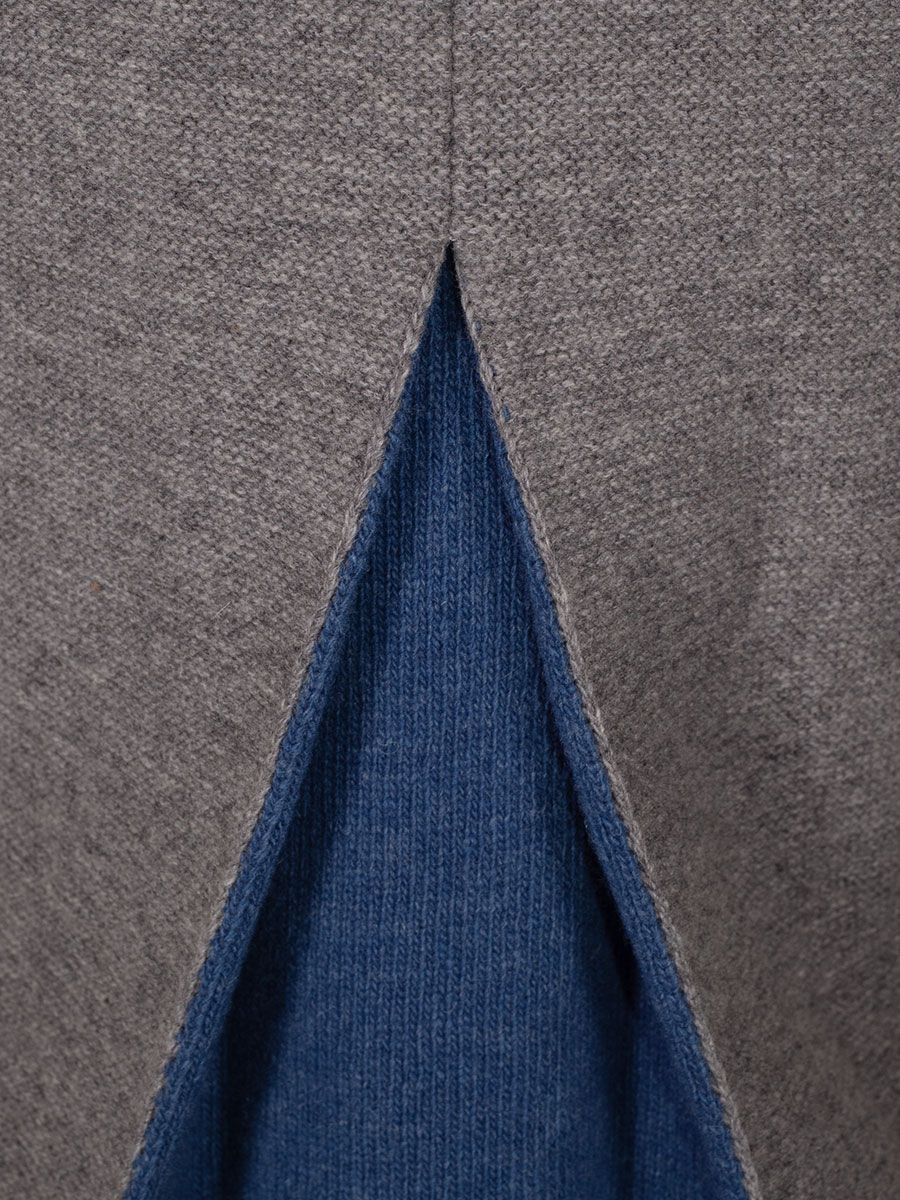 Huber Kapuzen-Strickweste Gitti, grau-jeansblau, mit Rückenfalte #3
