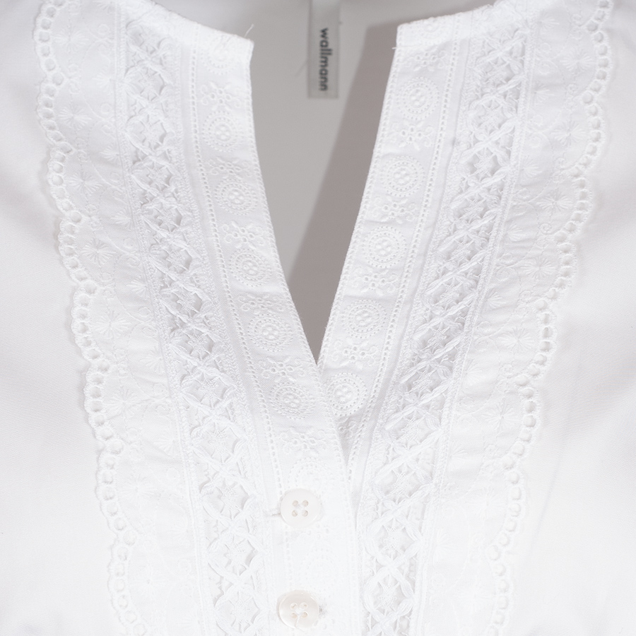 Wallmann Dirndlbluse, weiß, Spitzenaufsatz, Kurzarm #4