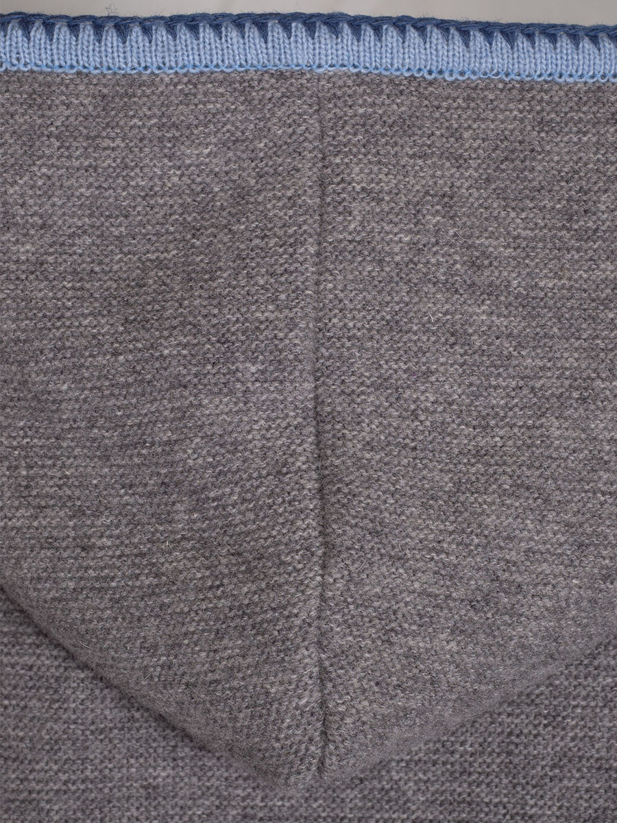 Huber Kapuzen-Strickjacke Erika, grau, Einfassung in Hellblau-Blau #5