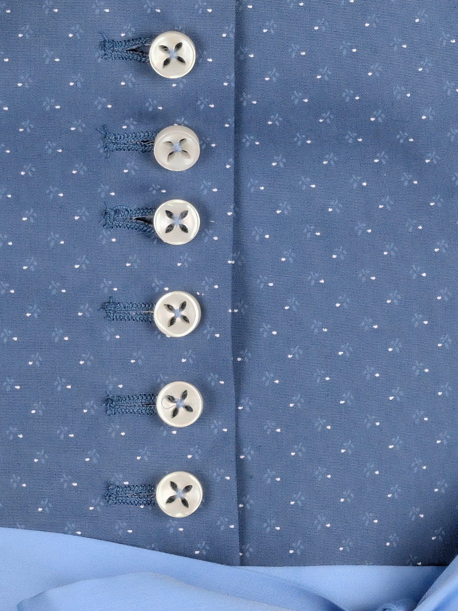 Waldorff Dirndl Cali, blau, Schürze mit rosa Blumen, 80lg #4