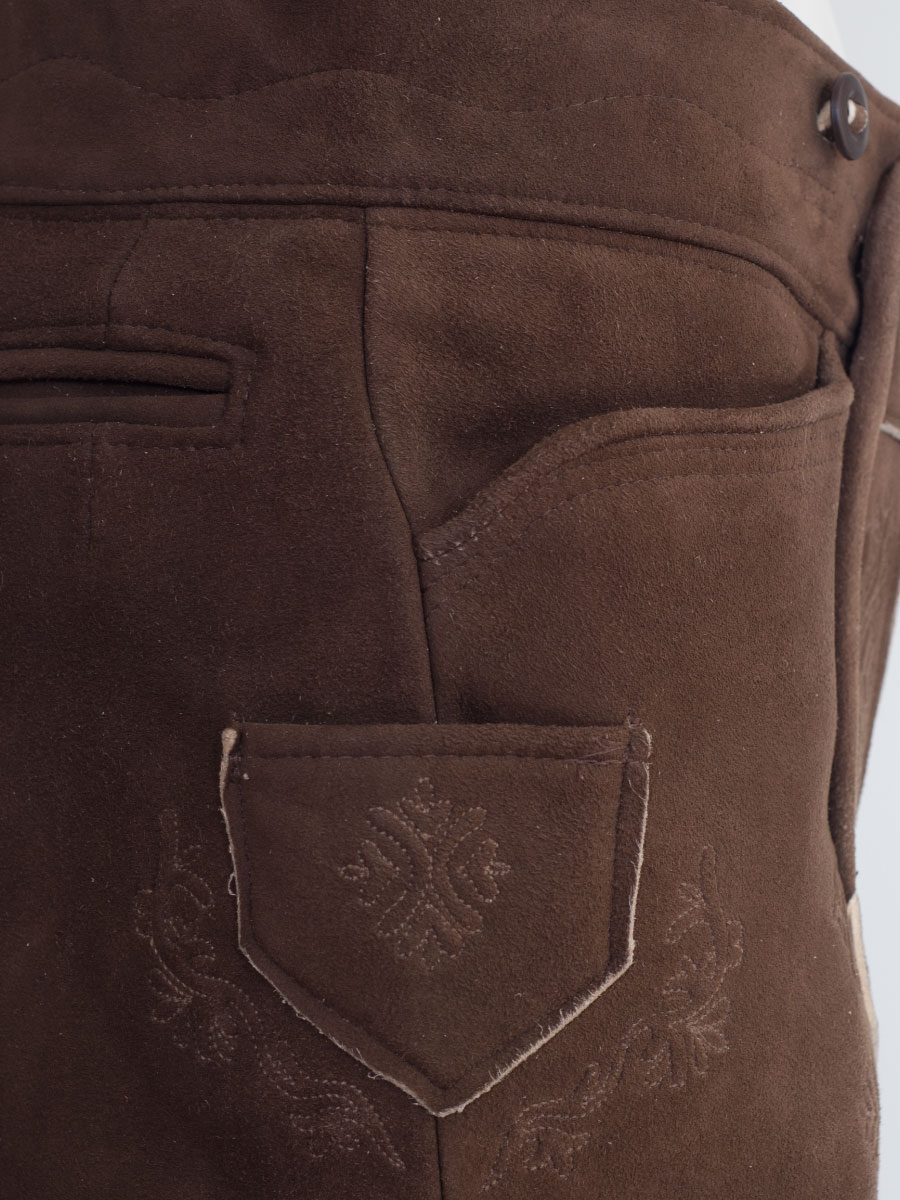 Kniebundlederhose Kreuth altbraun, Hirsch #5