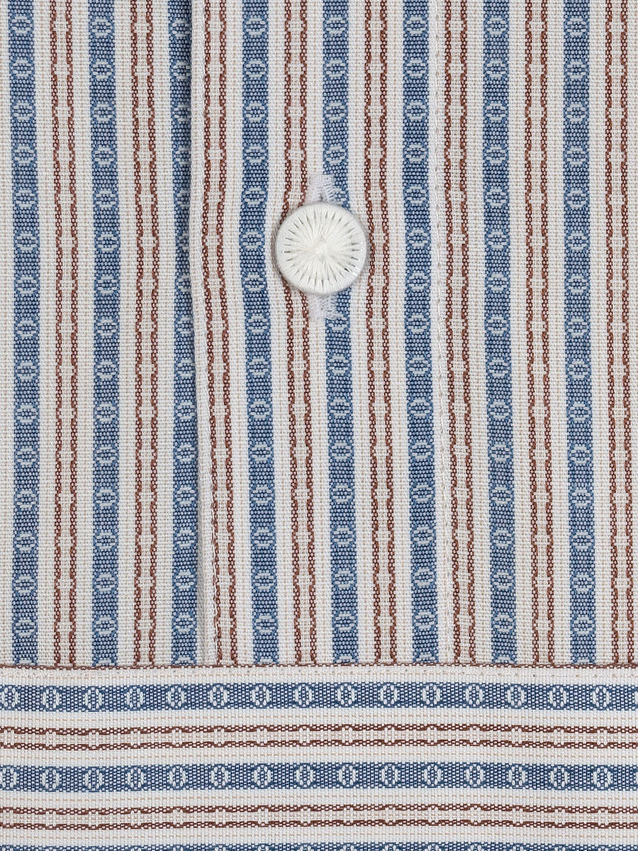 Arzberger Herrenhemd, blau-rot gestreift, Stehkragen, Pfoad, Slim line #4