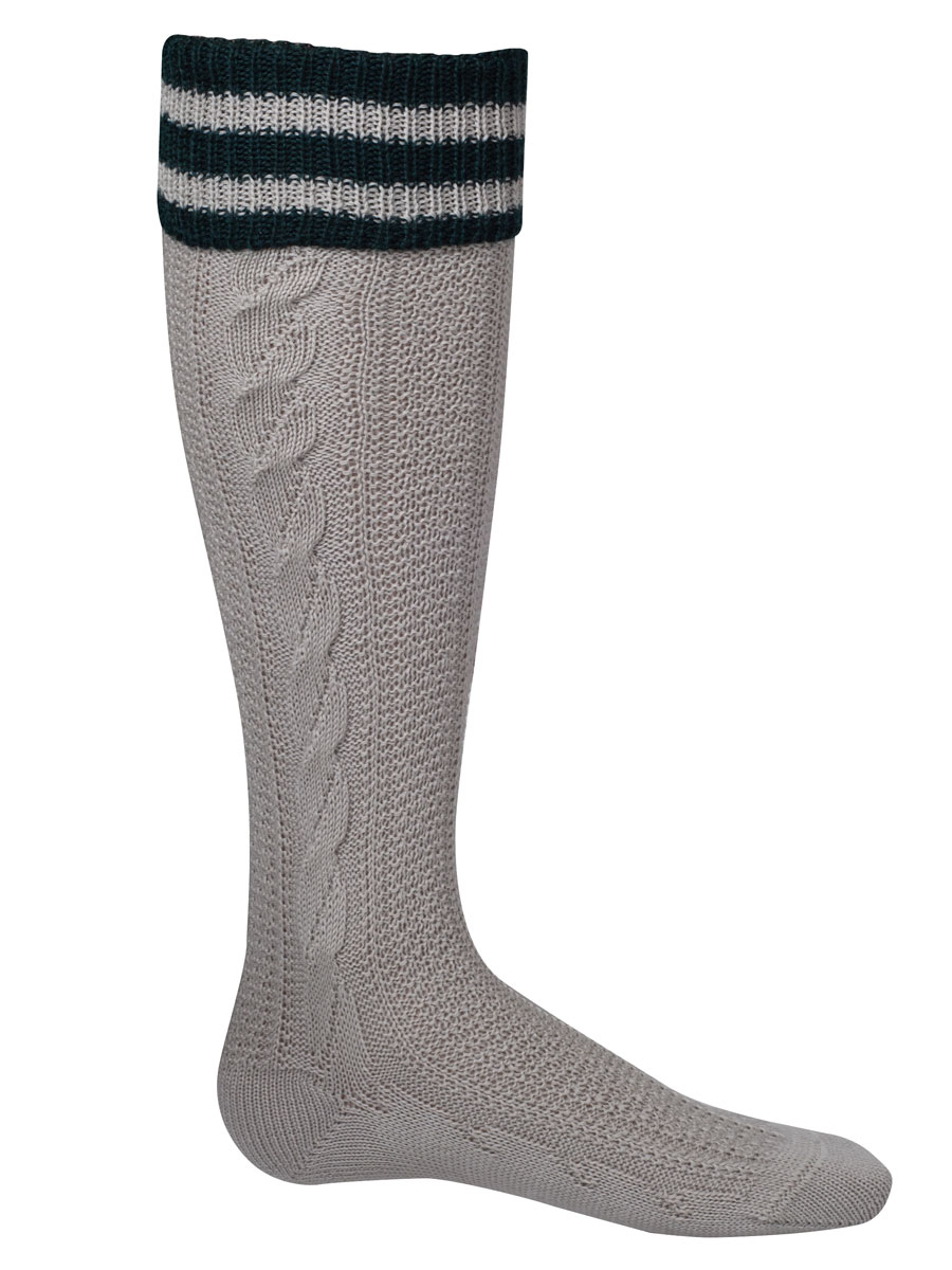 Lusana Umschlagstrumpf grau mit tanne, mit Zöpfe #1