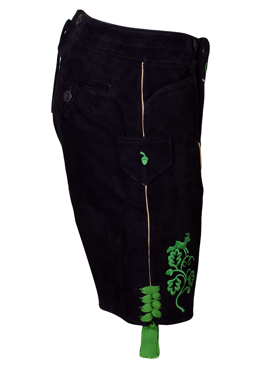 hausg´macht Lederhose Originaltracht kurz Kronach Wildbock, schwarz #2