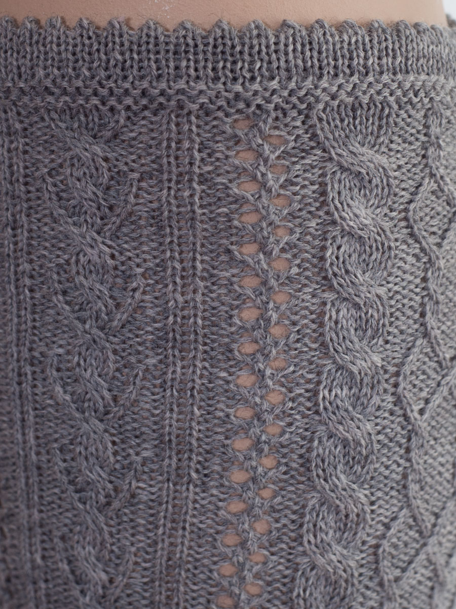 Hammerschmid Kniestrumpf grau, Zopfmuster, Handstrick #3