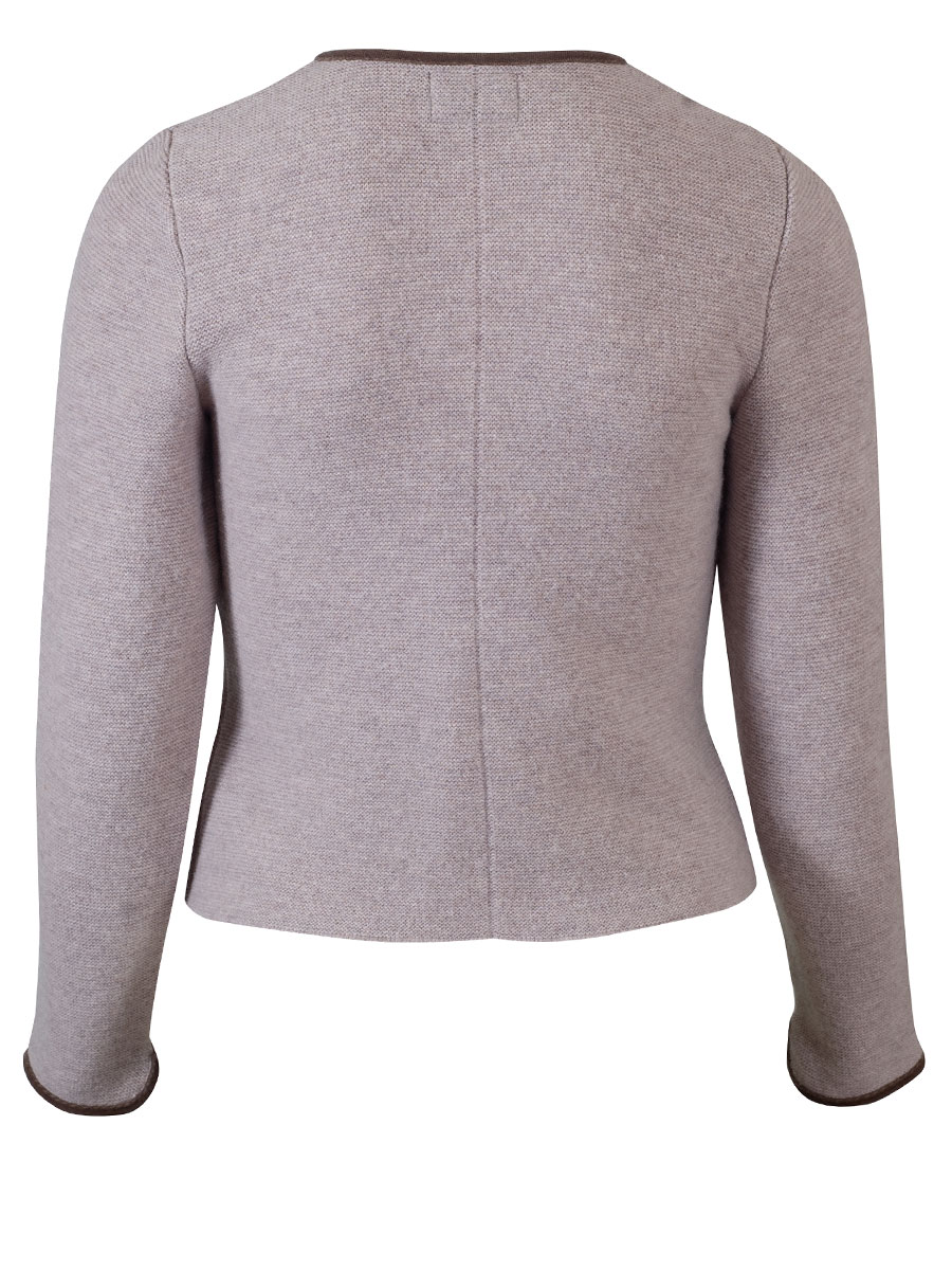 Heidi Strickjacke, taupe, mit beiger Samteinfassung #2