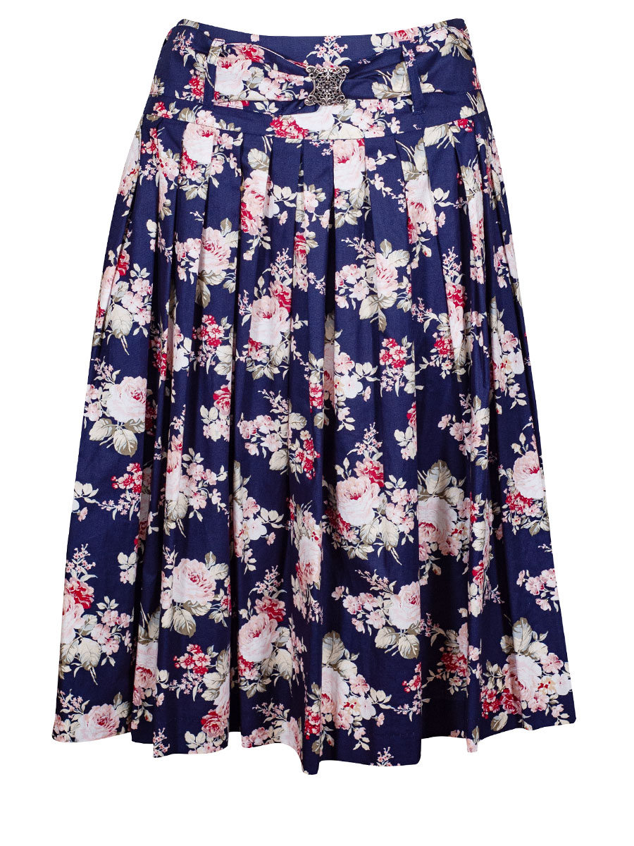 Berwin & Wolff Sommerrock, blau, pink-rosa Blumenmuster #1