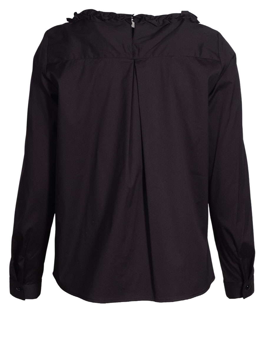 Wallmann Bluse schwarz, Rüschenkragen, Langarm, Rückenfalte #3
