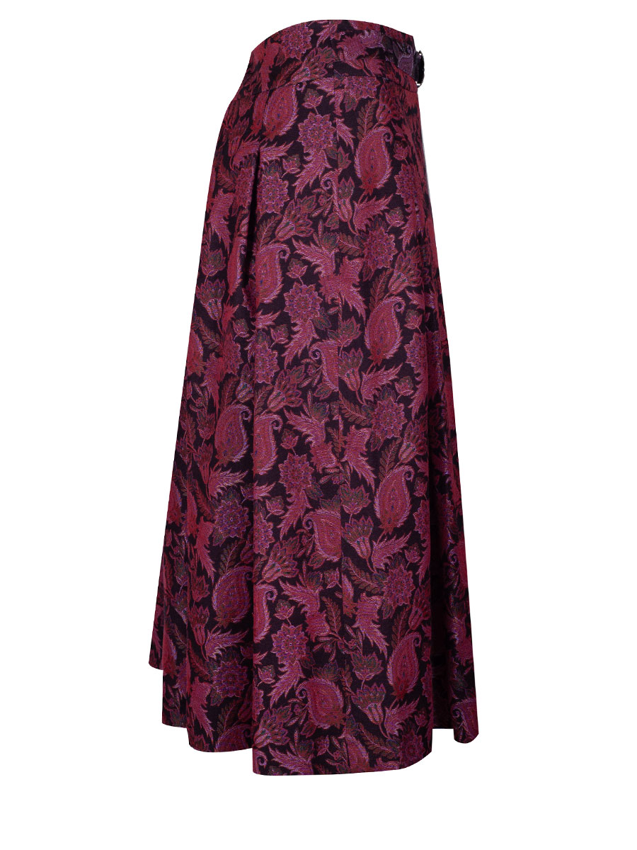 Hiebaum Faltenrock Damen, bordeaux, Muster, gewebt, festlich #4