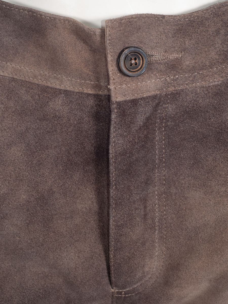Kurze Lederhose Cross, Arbeitshose, smoke braun, aufgesetzte Taschen, Ziegenvelour #6