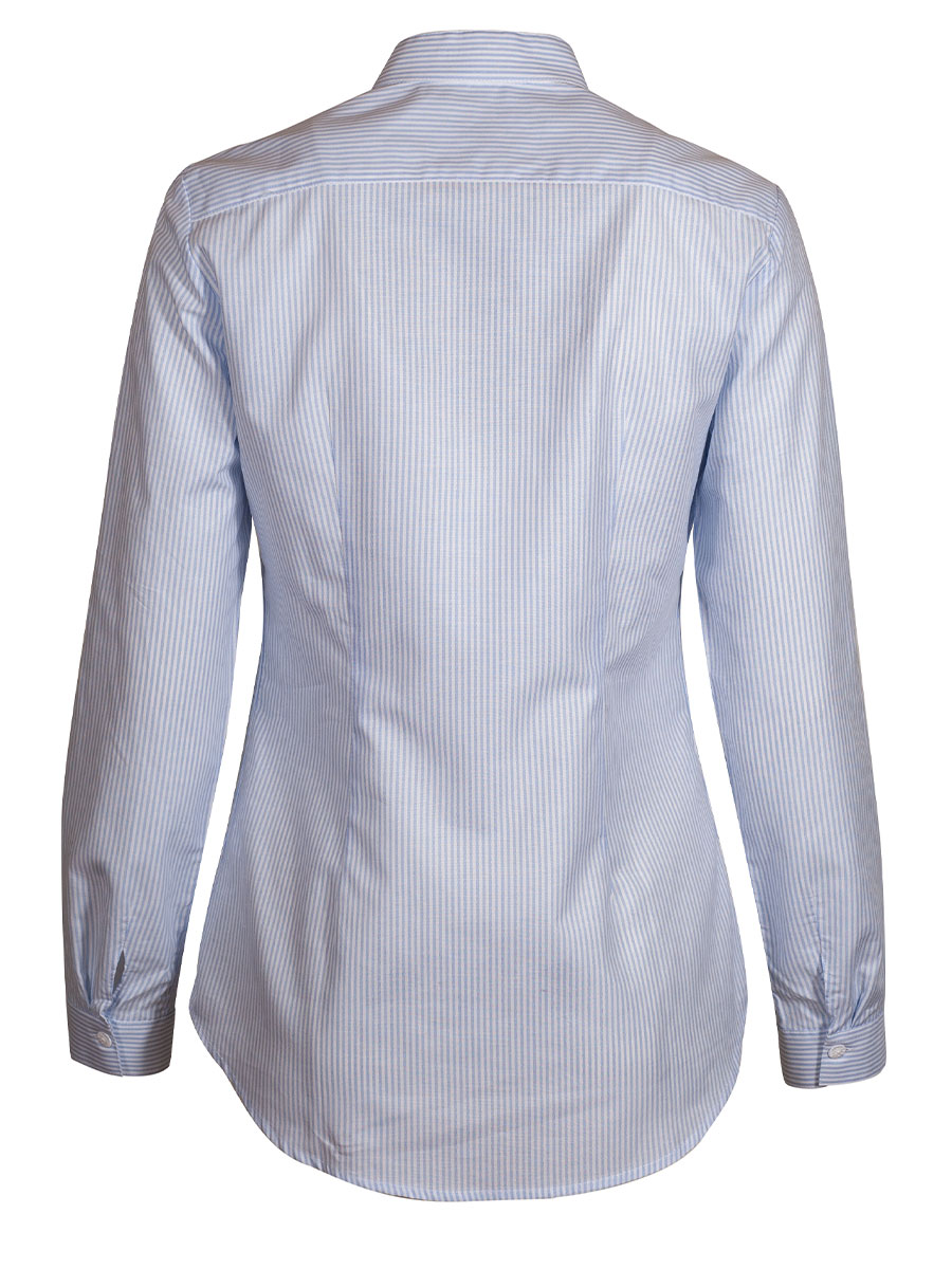 Wallmann Damenbluse, hellblau gestreift, Pfoad, Langarm, Stehkragen #2