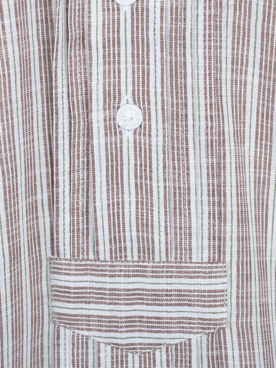 Orbis Trachtenhemd mittelbeige, gestreift, Liegekragen, Pfoad #4
