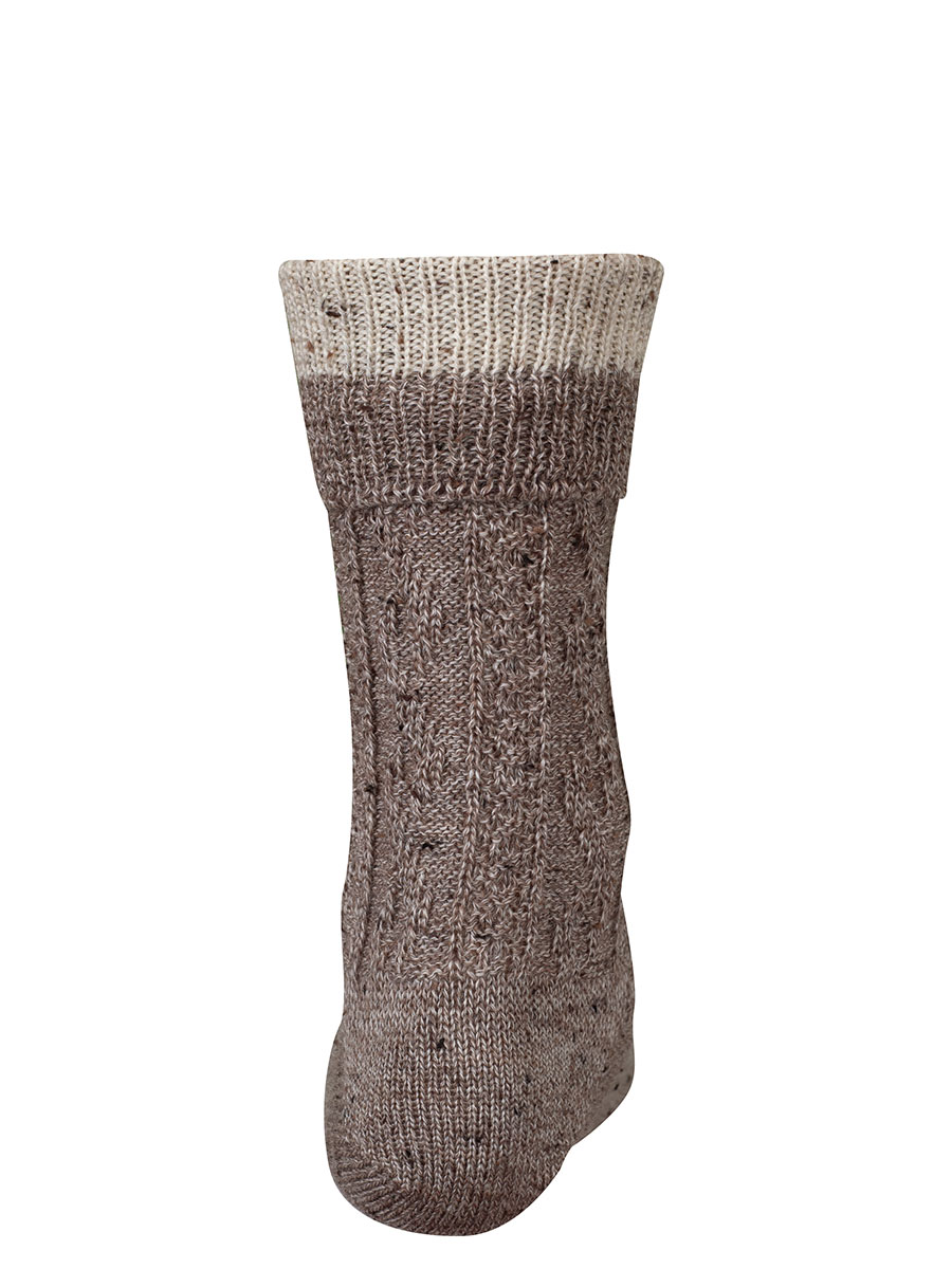 Lusana Trachtensocken mittelbeige, Zopfmuster, Umschlagsocke #2