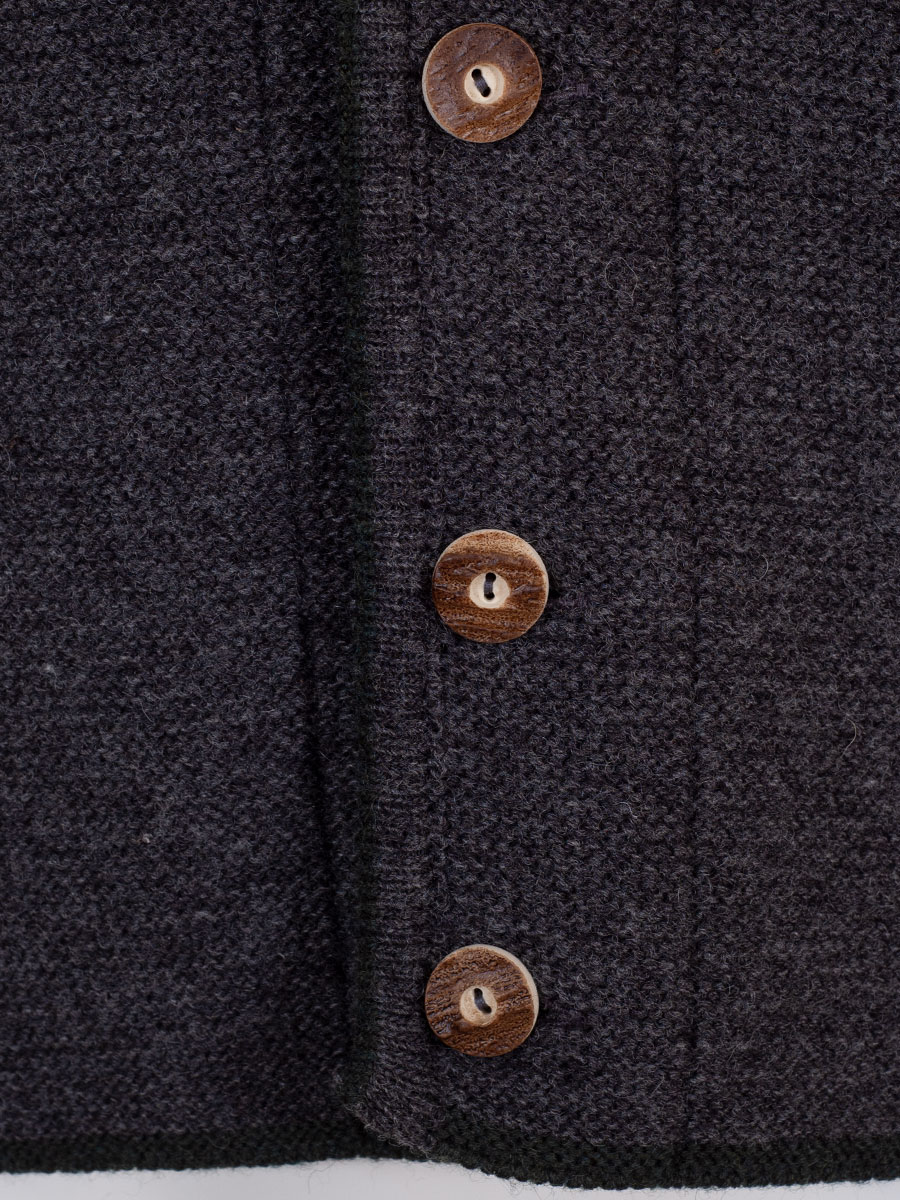 Huber Strickjacke Gerhard, anthrazit mit tanne, Hirschhornknöpfe #5