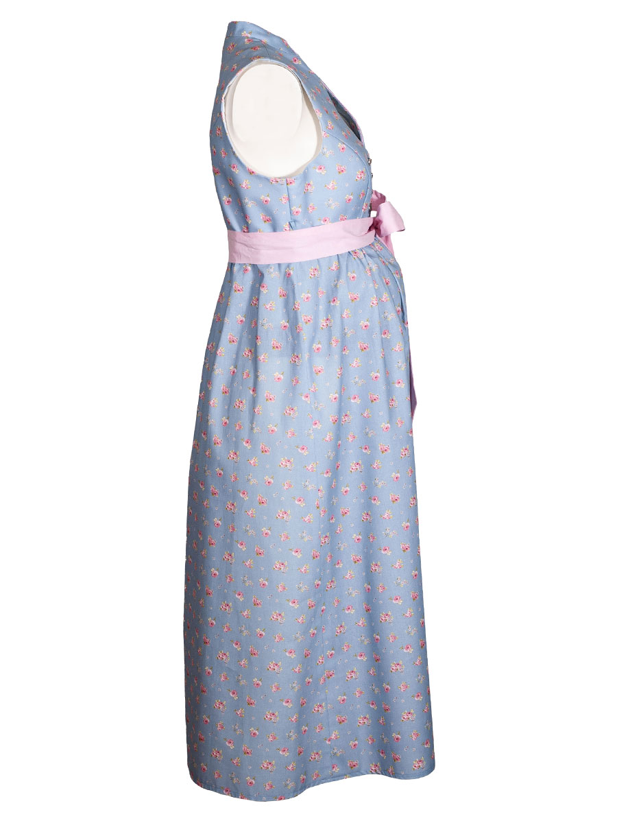 Berwin & Wolff Umstandsdirndl hellblau, geblümt, rosa Schleifenband #3