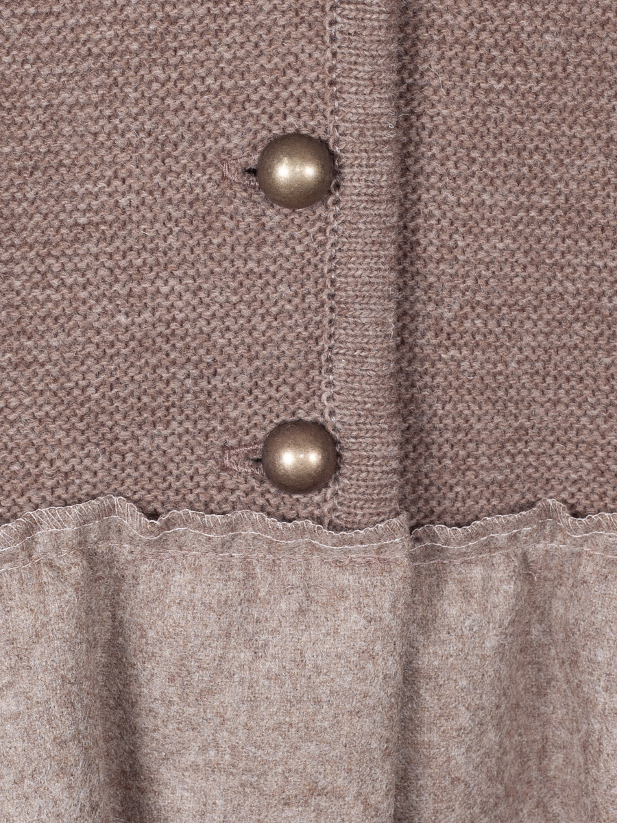 hausg'macht Kapuzen-Strickjacke Heike, rinde, Rüschenborte #5