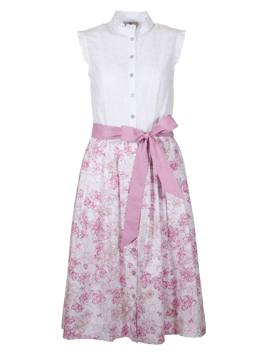 Berwin & Wolff Damenkleid, weiß-rosa, Blusenkleid, Schleifenband #1