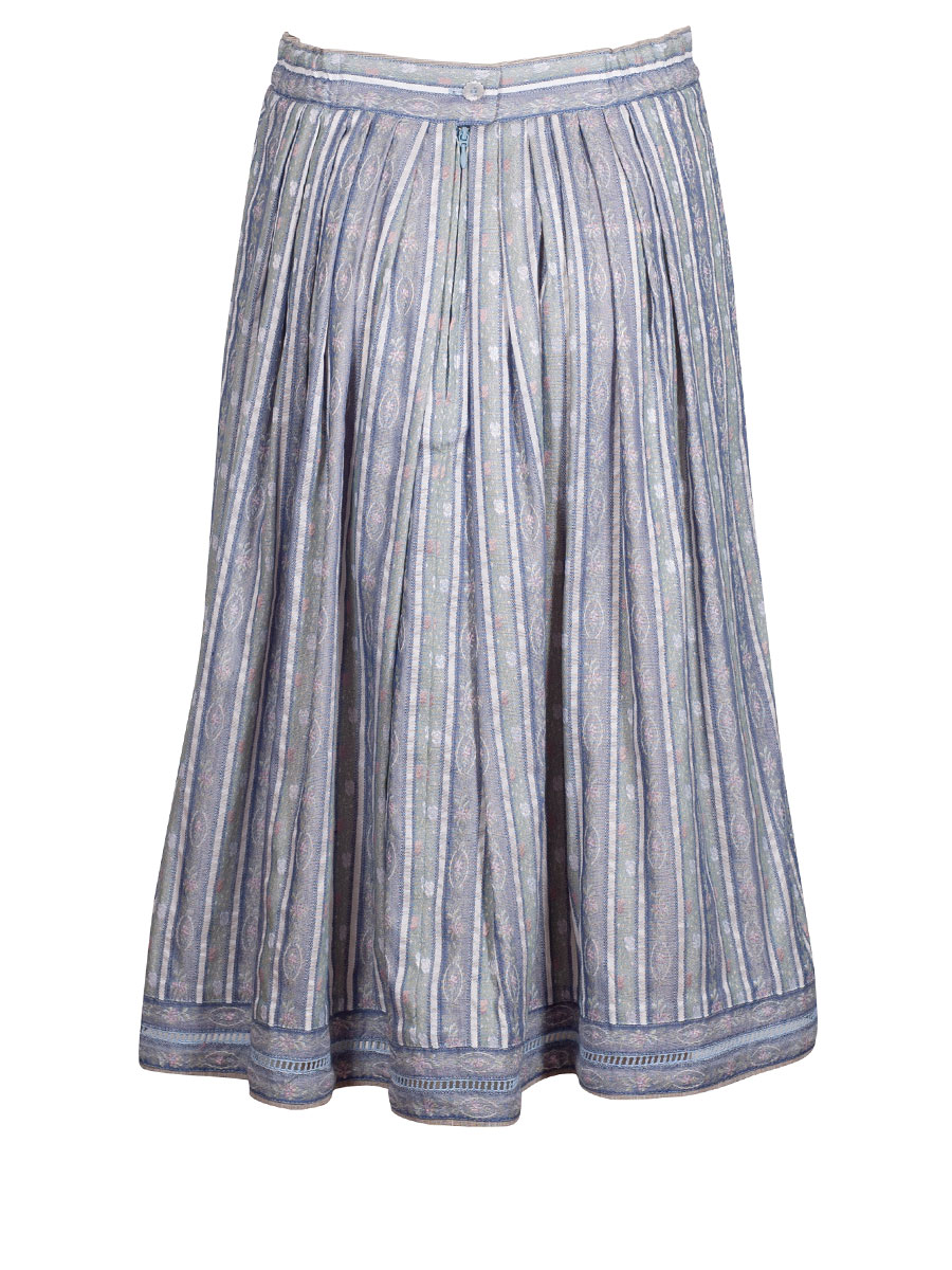 Country Line Faltenrock, rauchblau, Blumenmuster gewebt #4