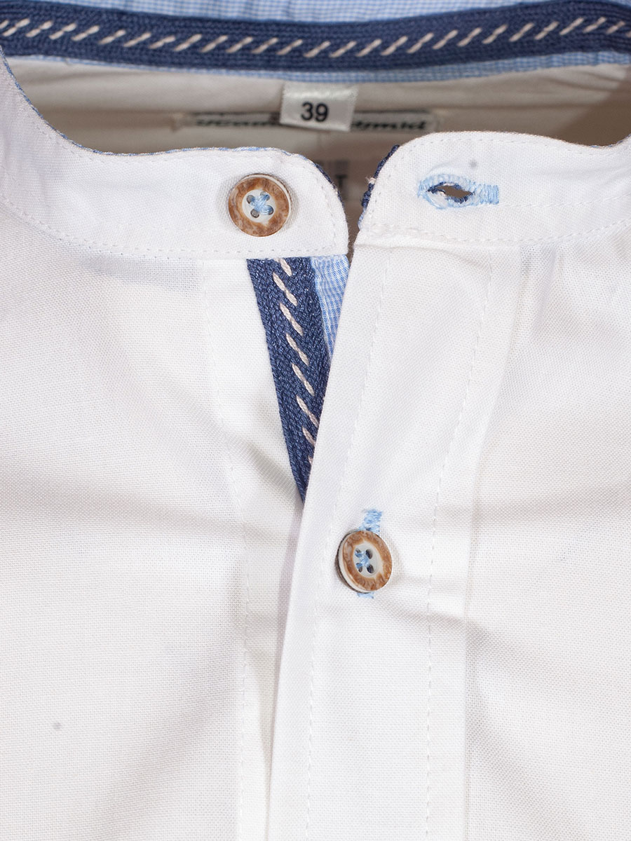 Hammerschmid Trachtenhemd weiß mit blau, Stehkragen, durchgeknöpft, Slim Fit #3