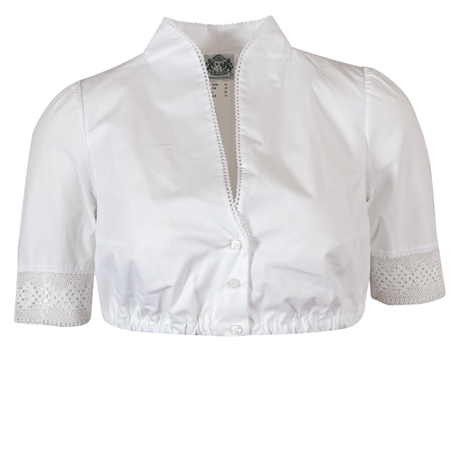Hammerschmid Dirndlbluse Amelie, weiß, Kelchkragen, Spitzenborte, Stretch #1