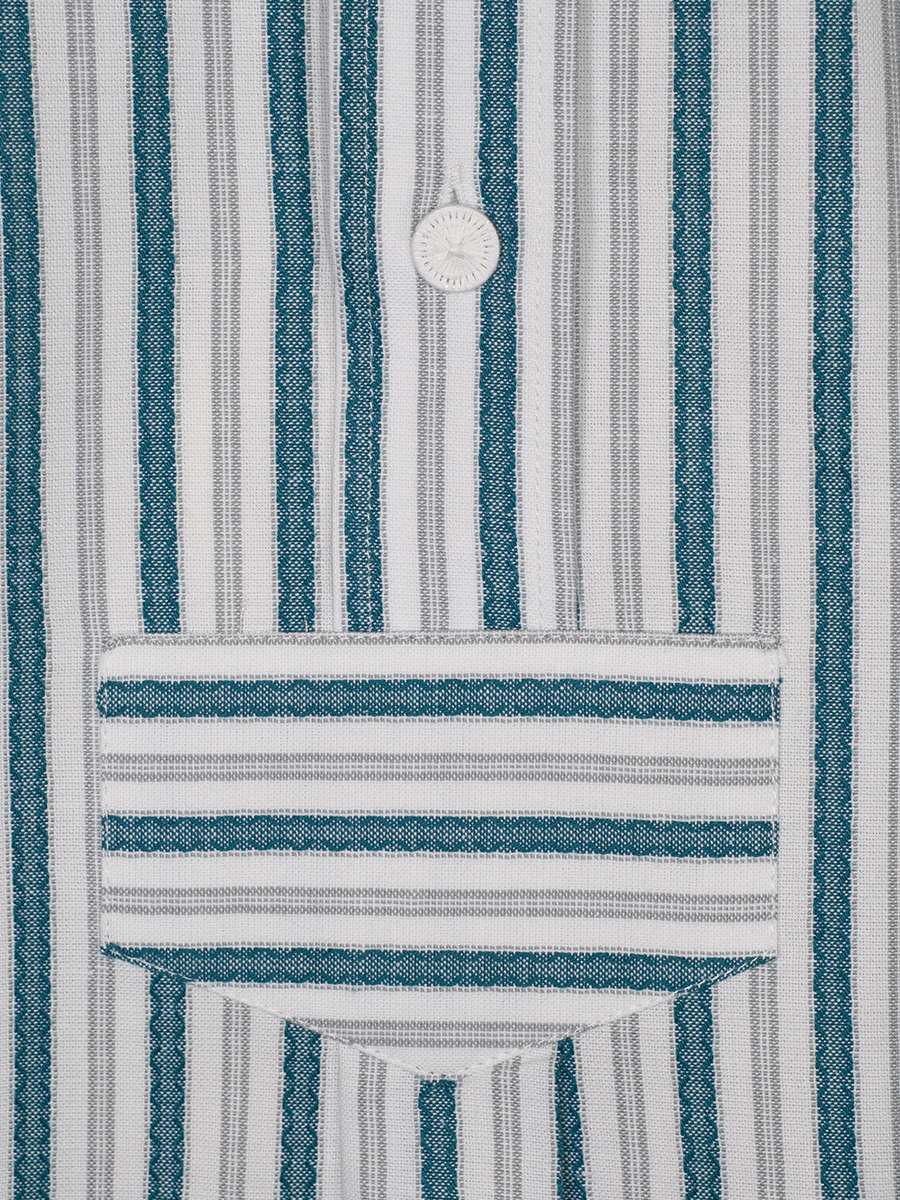 Waldorff Trachtenhemd petrol-grau, gestreift, Pfoad, Stehkragen #3