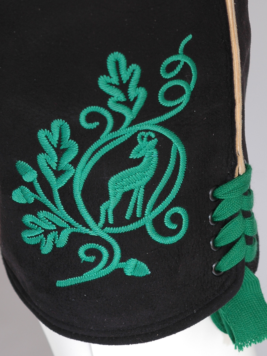 hausg´macht Lederhose Originaltracht, Schliersee, Handstick-Optik, Hirsch, dunkelgrün #4