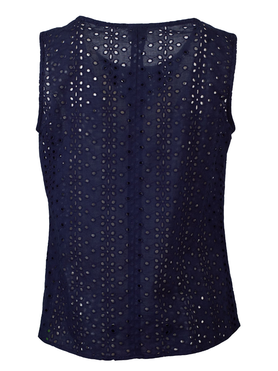 Berwin & Wolff Sommertop, Blusentop, Lochmuster, marine #3