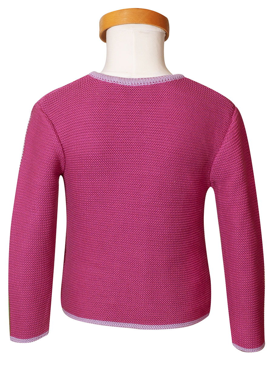 Ederer Kinder-Strickjacke himbeere, altrosa eingefasst, Mädchen #2