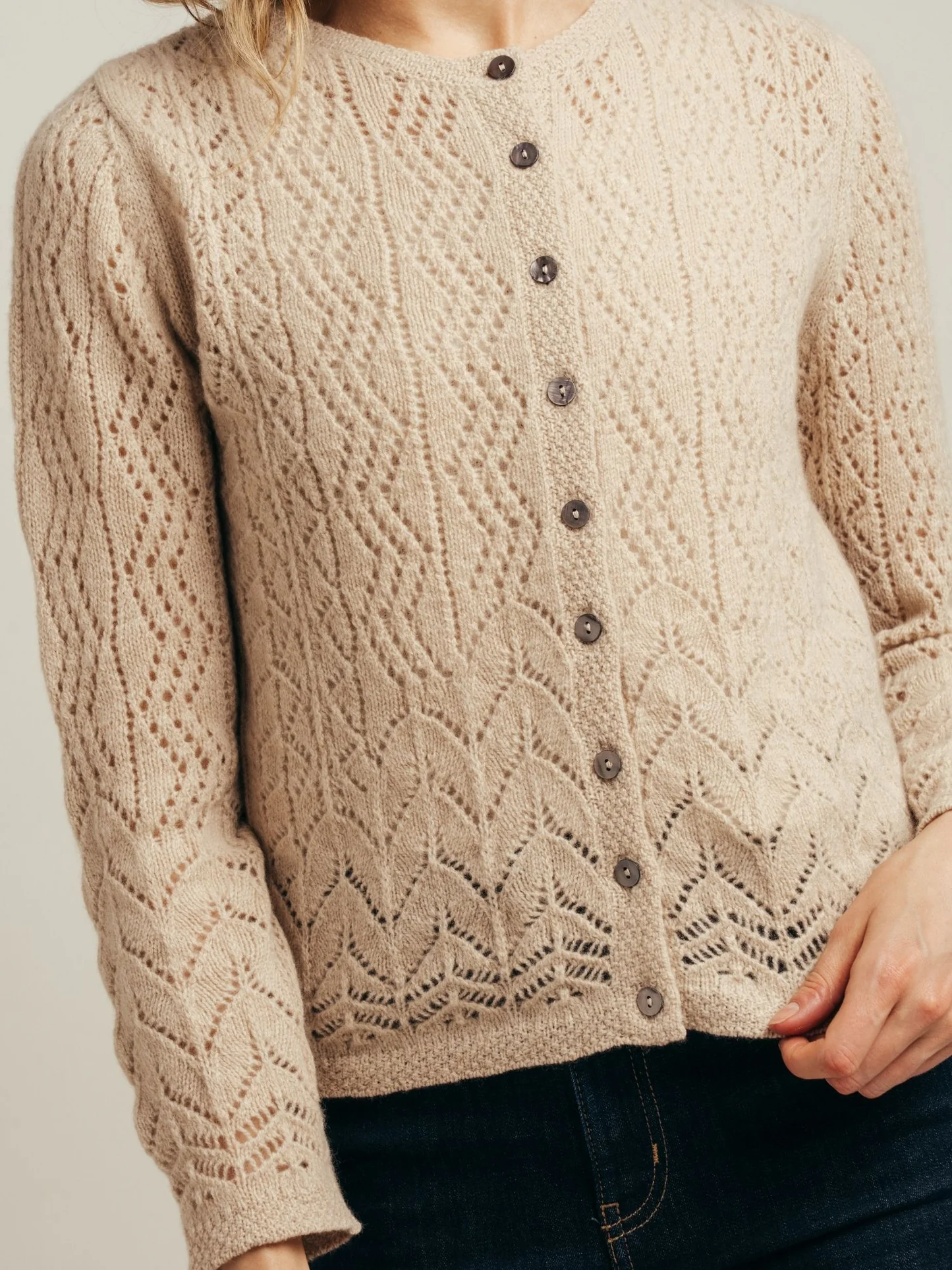 Eribè Strickjacke Solway Lace Cardigan, Oatmeal, beige #6