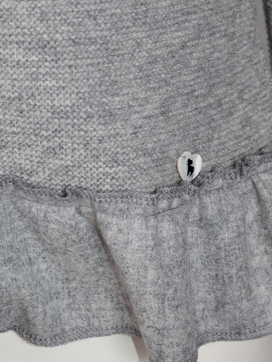 hausg'macht Kapuzen-Strickjacke Heike, silber, Rüschenborte #4