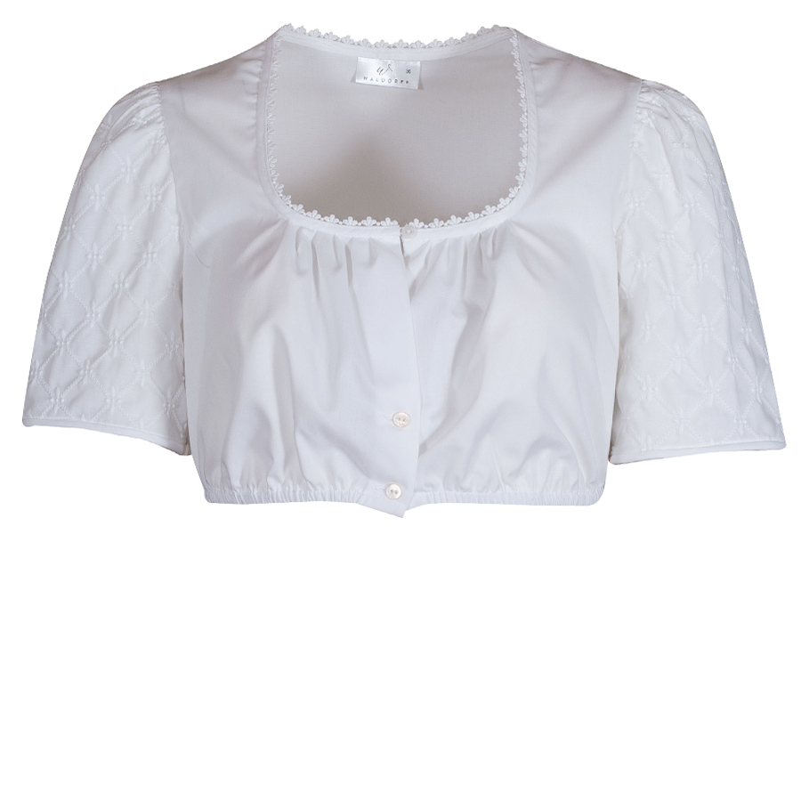 Waldorff Dirndlbluse weiß, Kurzarn, bestickte Arme #1