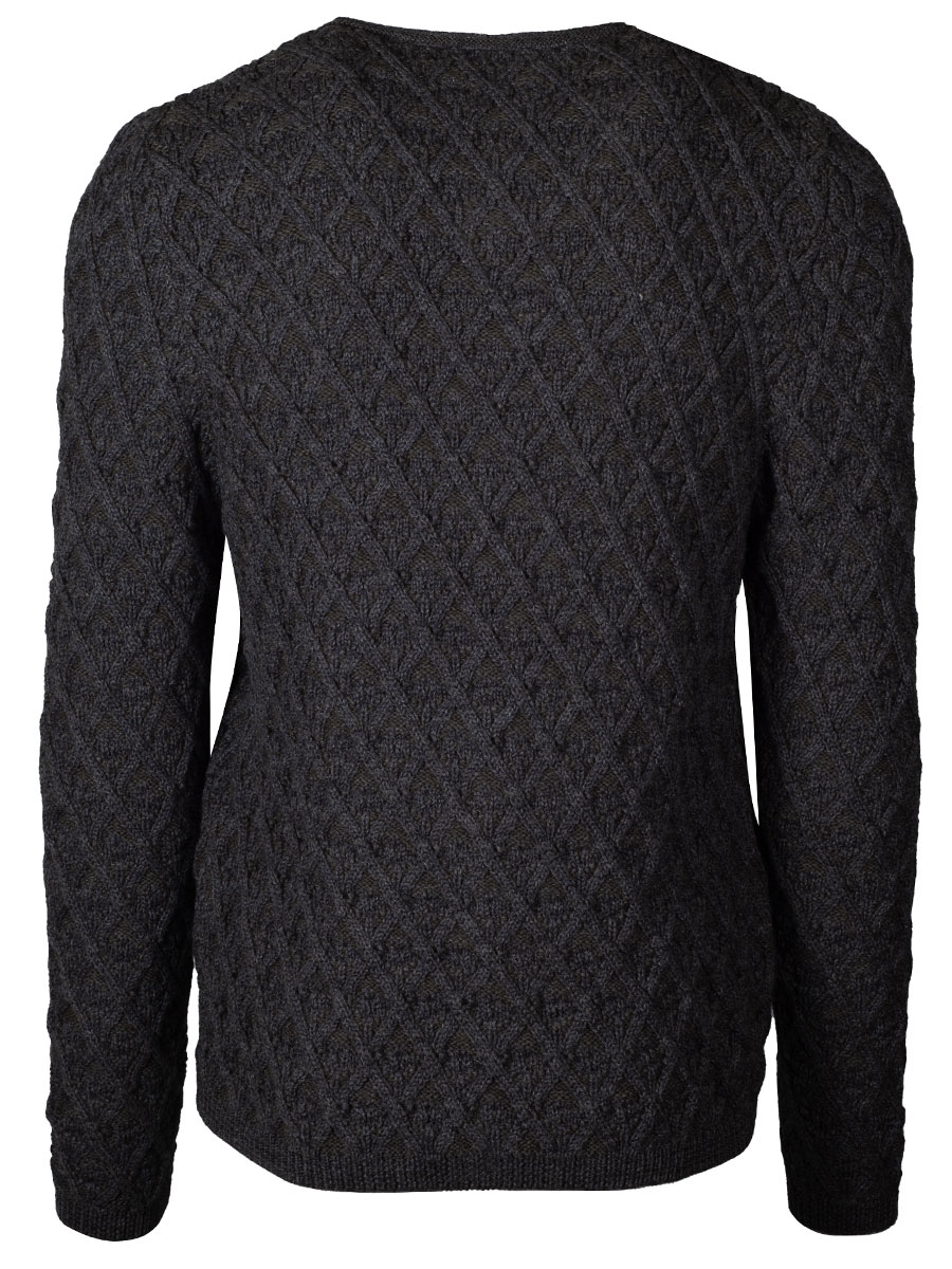 Gottseidank Herrenstrickjacke Simon, grau-grün, Zopfmuster #3