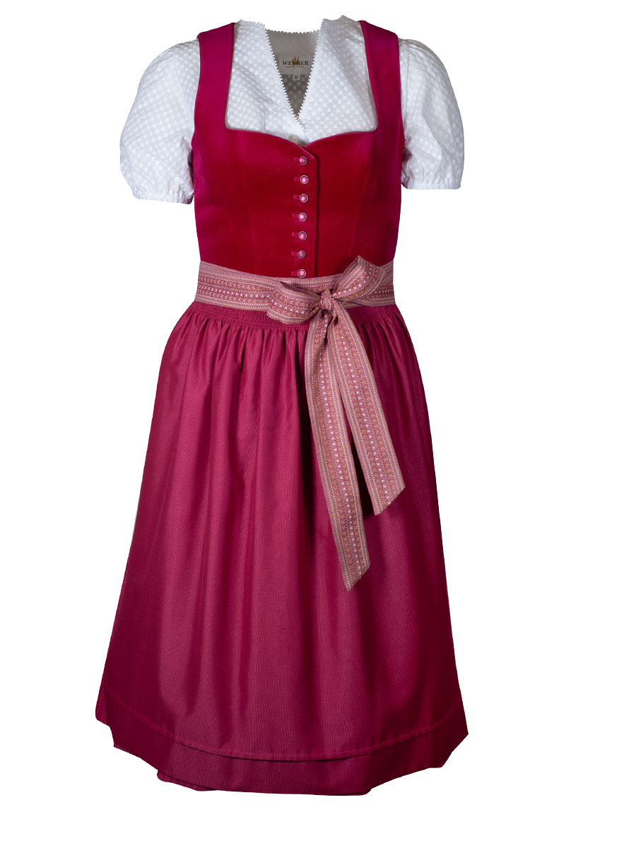 Wenger Dirndl Celina Ute pink, Samtoberteil, 70lg #1