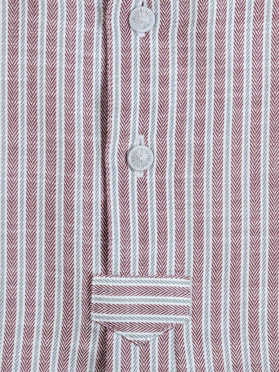 Arzberger Herrenhemd, rot-grau, gestreift, Liegekragen, Pfoad #4